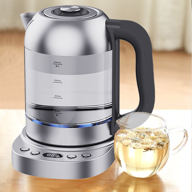YUEKON Home Appliance 2.0l Cordless Jug Fast Water Boiling Glass Electric Tea Kettle Tea maker Machine