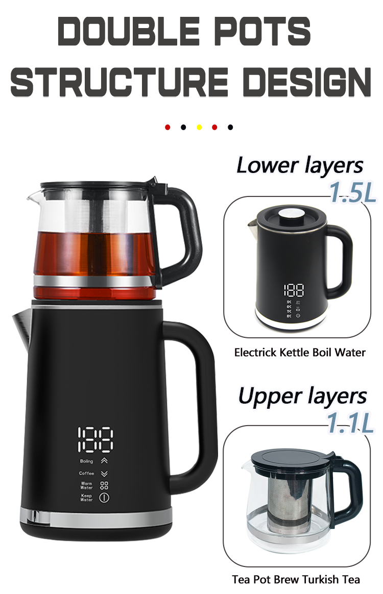 2.6l Digital Tea Maker Safety Screen Touch Double Wall Electric Samovar Stainless Steel Electric Tea kettles For High Tea