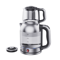 2 In 1 Turkish Samovar Double Tea Maker Water Heater 2200W Washable Filter Custom Electric Glass Tea Maker 