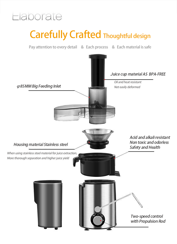 arger Feeding Mouth large Feed Chute Low Noise Vegetables And Fruits Juice 
