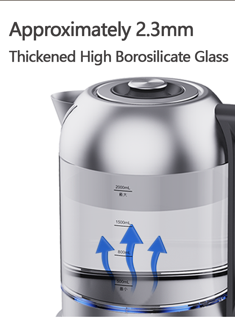 High Power Fast Boiling 1850w Digital Tea Maker Electric Glass Kettle 2.0l With Temperature Control
