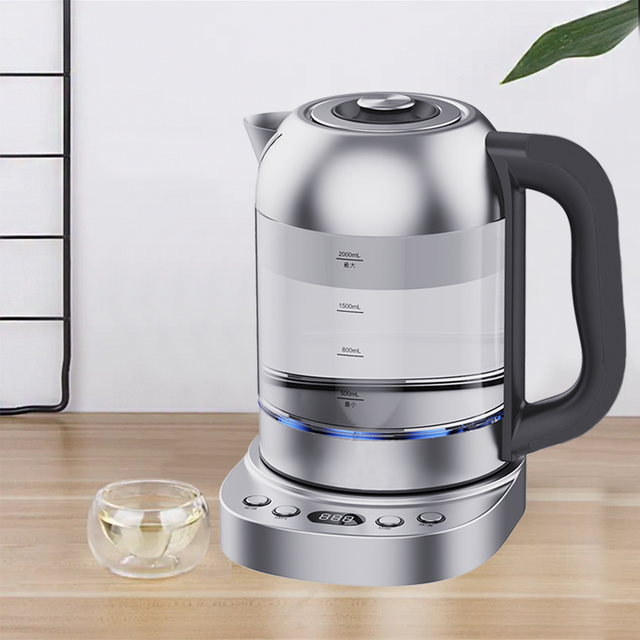 2.0l Cordless Jug Electric High Borosilicate Glass Kettle With Digital Control On 360 Rorate Base Smart Glass Electric Kettle