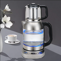 Popular 2.0l Russian Glass Water Kettle Double Tea Set Digital CB CE Turkish Teapot Electric Tea Kettle With Infuser 