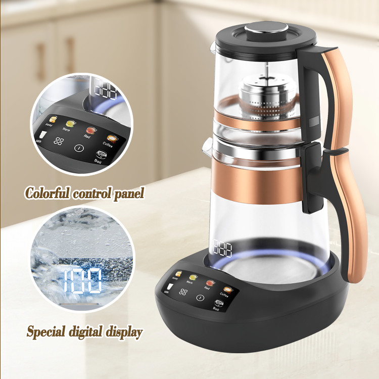 Newest Home Appliance lran Glass Tea Kettle 1500W Multi-Functional Tea Machime Double Glass Tea Maker with Infuser