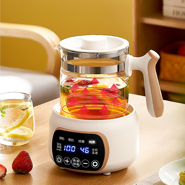 High Quality 1.3l Hot Tea Kettle Thermostat Modulator Formula Milk Warmer Glass Electric Kettle