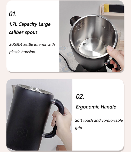 New Design 1.7+1.1l Filter Coffee Maker Electric Stainless Steel Turkish Samovar Kettle For Tea
