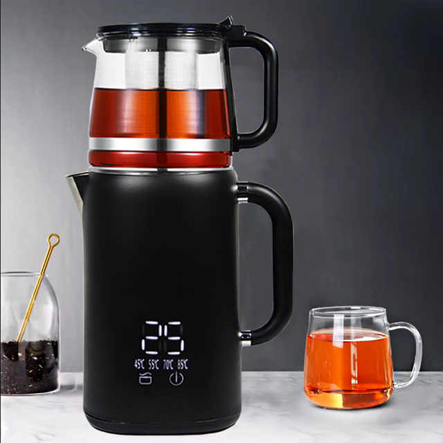 High Quality Electric Russian Samovar Hervidor De Agua Electrico 2 In 1 Water Kettle Teapot Kettle Set For Home Kitchen