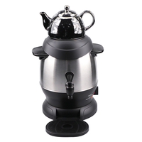 New Style Arabic Samovar Tea Maker Set Ceramic Pot Stainless Steel Double Kettle Pot Electrical Samovar Kettle with Ceramic Pot 