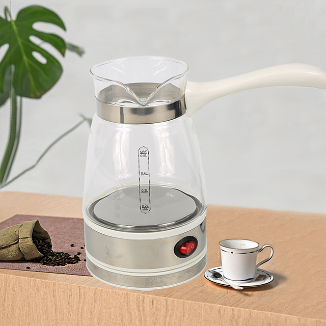 New Design Turkish Coffee Pot 500ml Heating Plate Coffee Pot Heater Transparent Kettle For Home 