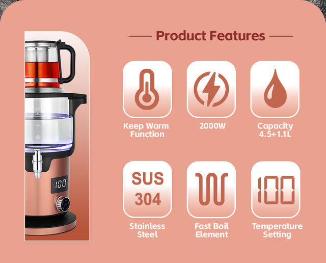 Kitchen Appliances Keep Warm Glass Tea Maker Kettle 5.6L Large Capacity Digital Display Brewing Control Boiling Kettle for Tea