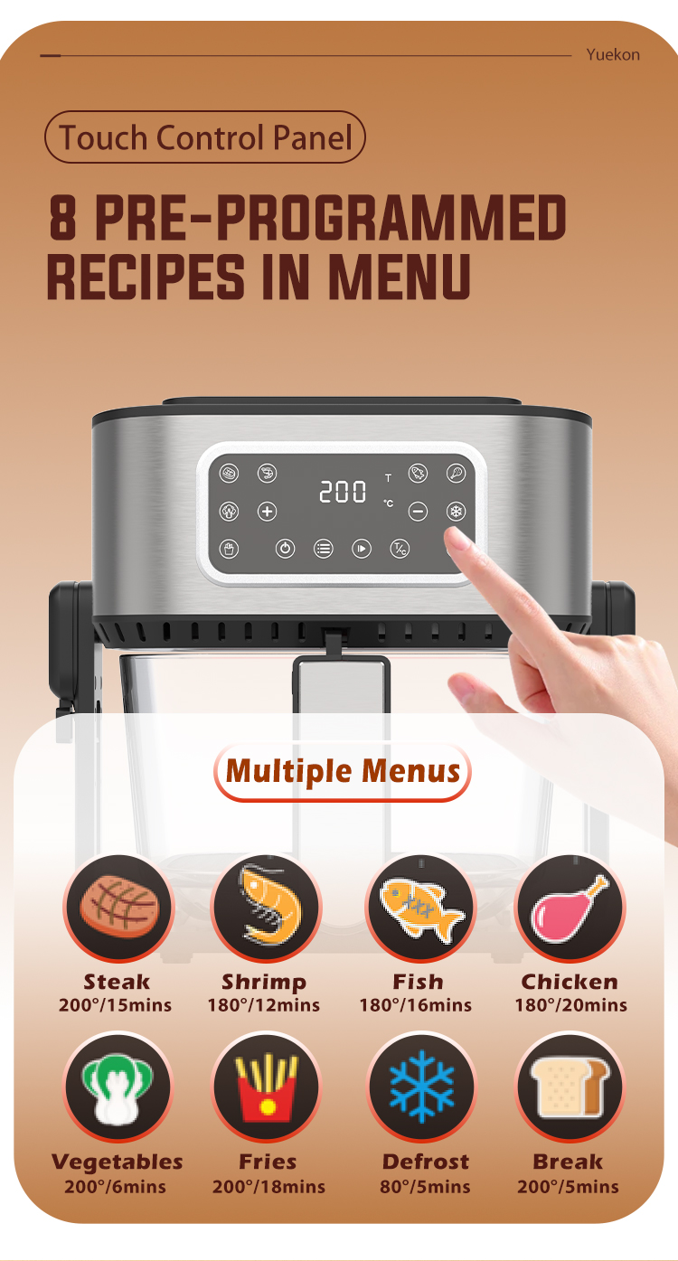 8 PRE-PROGRAMMED RECIPES IN MENU