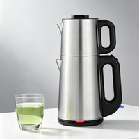 Factory Direct Custom Electric Tea Maker Kettle Mechanical Button Blue LED Light Stainless Steel Base Tea Brewer for Home&Office