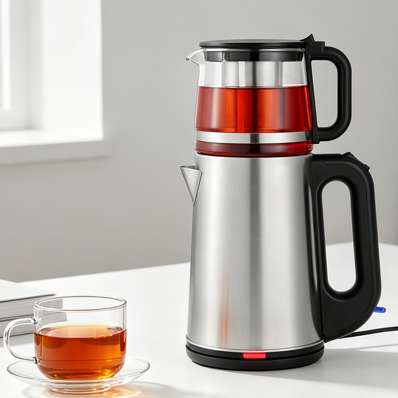  ﻿ Home Appliance 2.0L+1.0L Stainless Steel Electric Samovar Tea Maker 360 Degree Rotational Base Keep Warm Temperature Control Electric Kettle