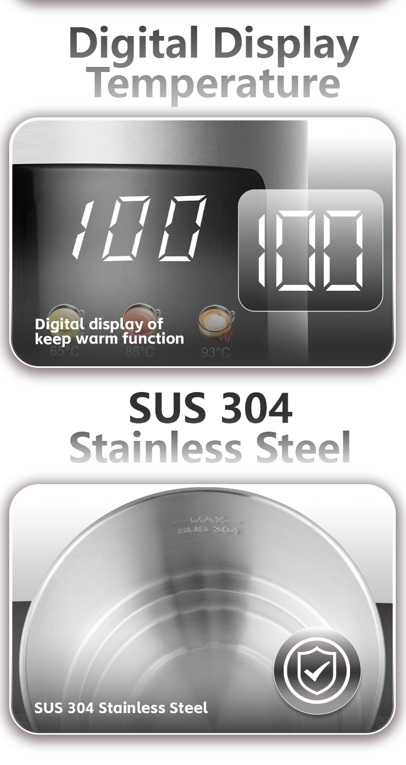 High Quality 4.0L+1.0LStainless Steel Tea Maker Water Boiler Automatic Digital Base Electric Kettle and Teapot