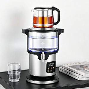Smart Home Appliance Glass Elements Blue Led Display Temperature Control Samavar Electric Glass Kettle for Boiling water