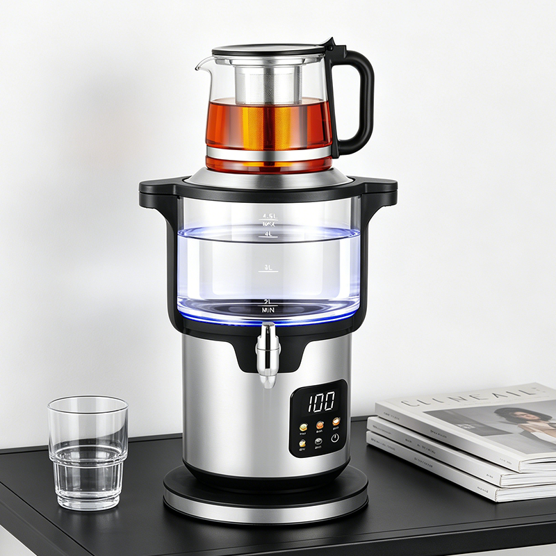 Smart Home Appliance Glass Elements Blue Led Display Temperature Control Samavar Electric Glass Kettle for Boiling water