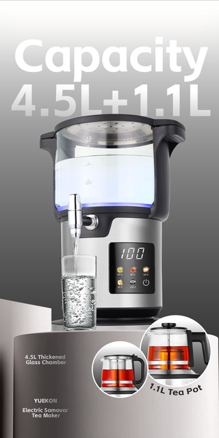 Electric Kettle Manufacturer Heating Element Make Tea 4.5L Big Capacity Electric Glass Samovar with LED Indicator