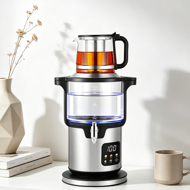 SKD CKD Household Digital 2000W Cordless Electric Samovar Tea Maker High Borosilicate Glass Cool Touch Kettle with Filter 