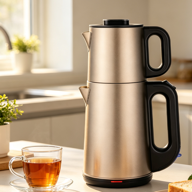 1500W Powerful Rapid Heating Samovar Electric Tea Maker Tea Brewing Machine 4L Main Tank + 1L Borosilicate Glass Teapot