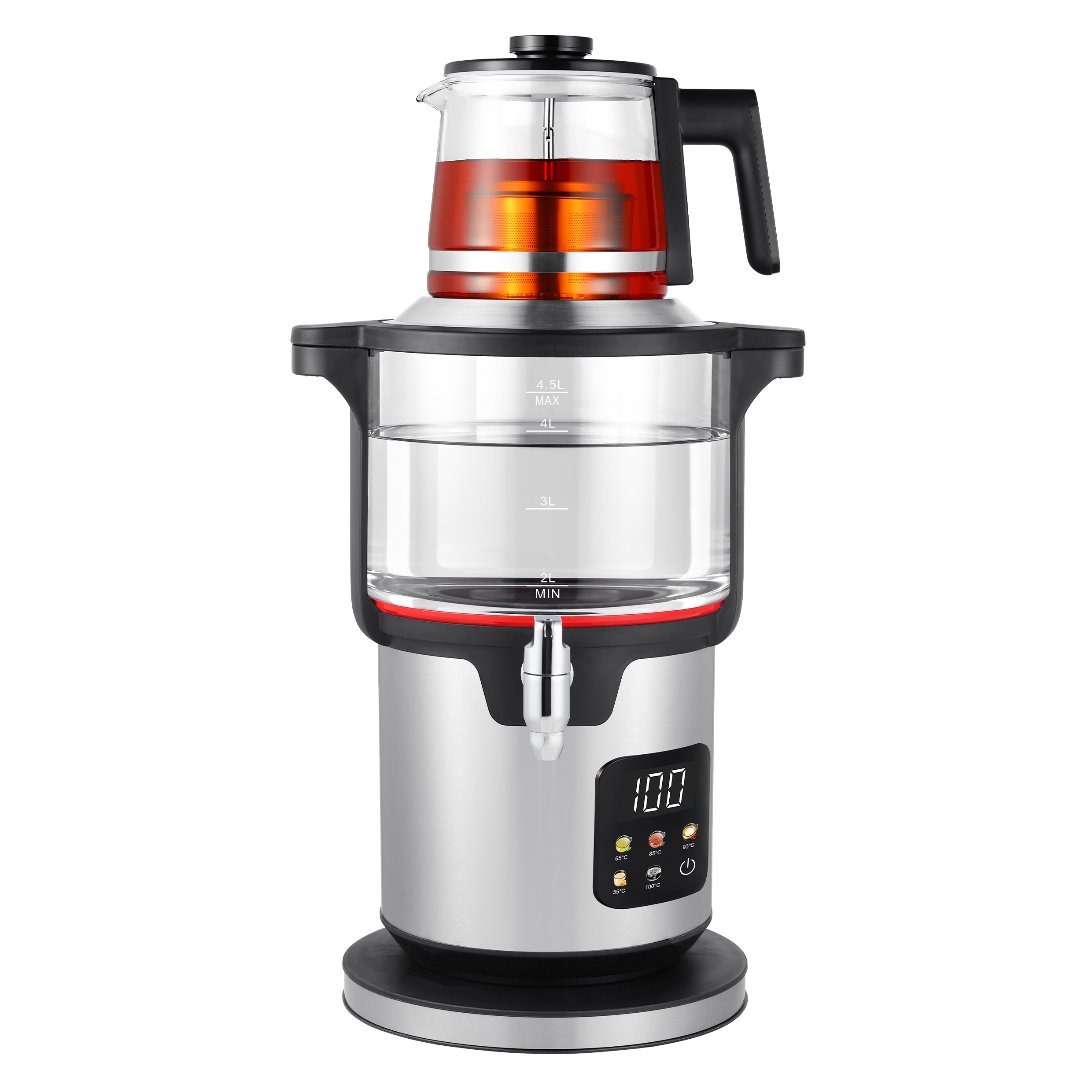 Large Color Touch Screen Smart Samovar 304Stainless Steel Base Electric Tea Maker 2000W Heating Element for Samovar